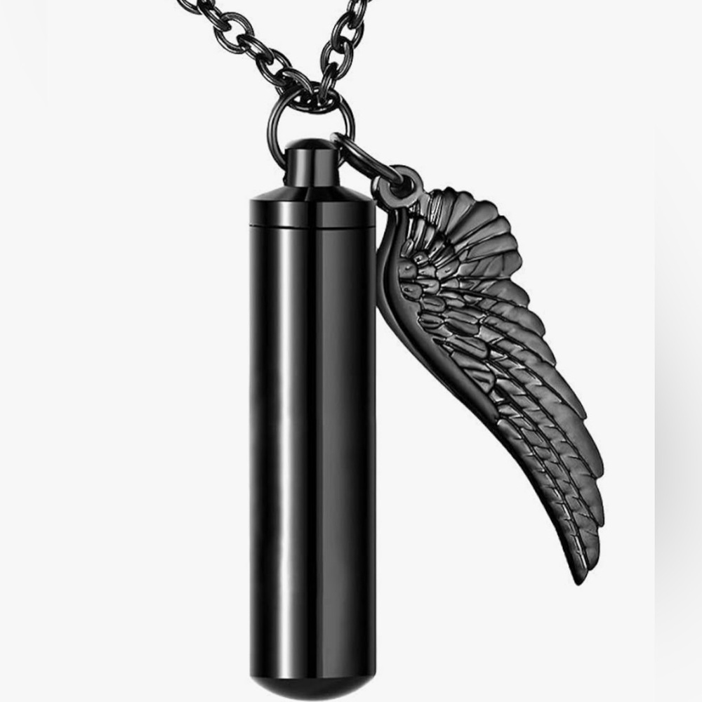 Angel Wing Stainless Steel Pendant Urn Memorial Necklace Set of 5